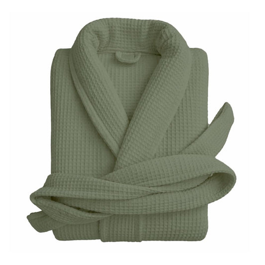 Pure Cotton Unisex Waffle Bath Robe - Sage Green