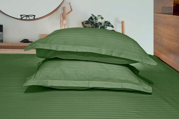 satin stripe cotton pillow covers olive green