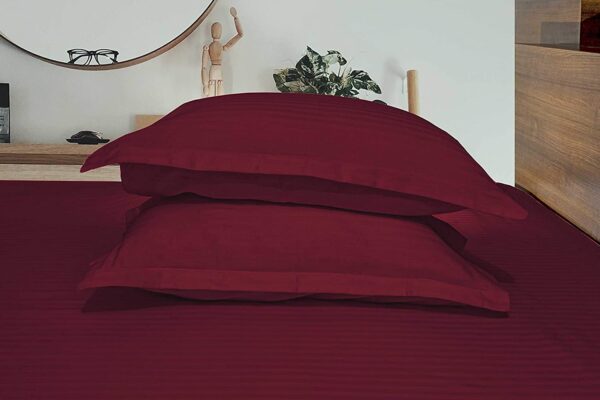 satin stripe cotton pillow covers maroon