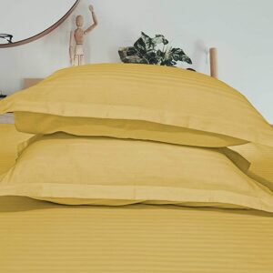 satin stripe cotton pillow covers dark yellow