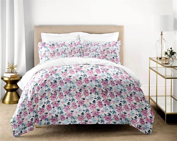 pure cotton printed king bedsheet pink