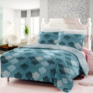 pure cotton printed king size bedsheet greenish blue