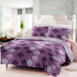 pure cotton printed king size bedsheet purple