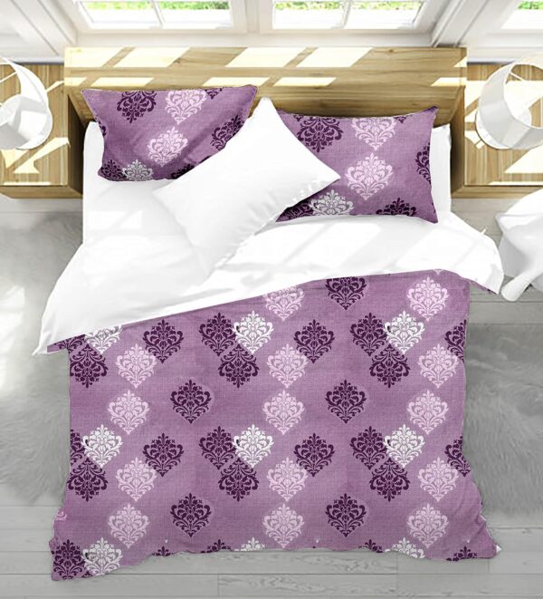 pure cotton printed king size bedsheet purple