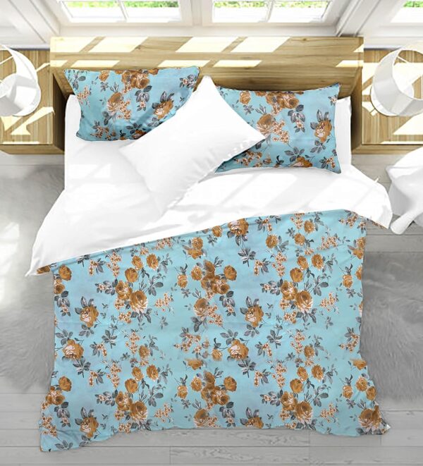 pure cotton printed king size bedsheet blue