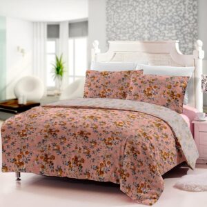 pure cotton printed king size bedsheet peach