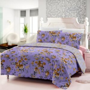 pure cotton printed king size bedsheet lavender