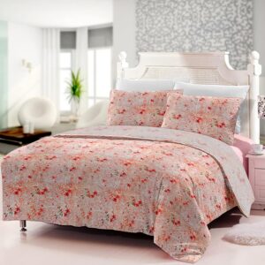 pure cotton printed king size bedsheet red
