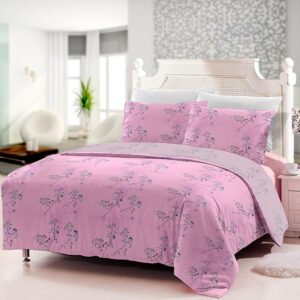 pure cotton printed king size bedsheet pink floral