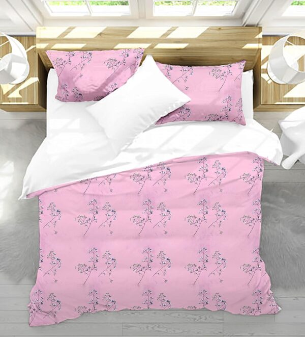 pure cotton printed king size bedsheet pink floral