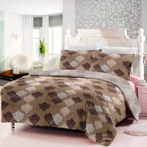 pure cotton printed king size bedsheet brown