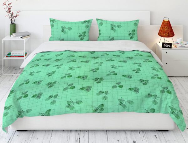 pure cotton double bed sheet green leaves